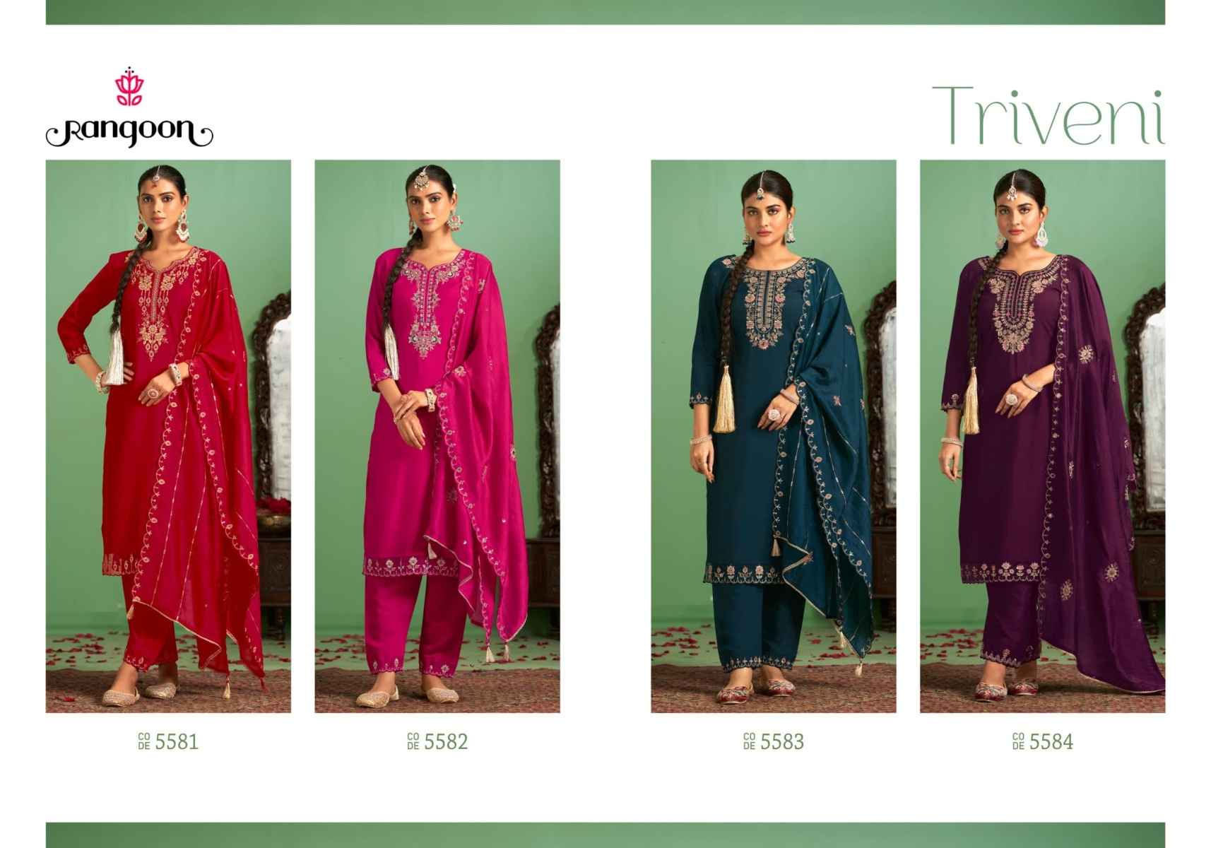 Rangoon Triveni Silk Kurti Combo 4 pcs Catalogue