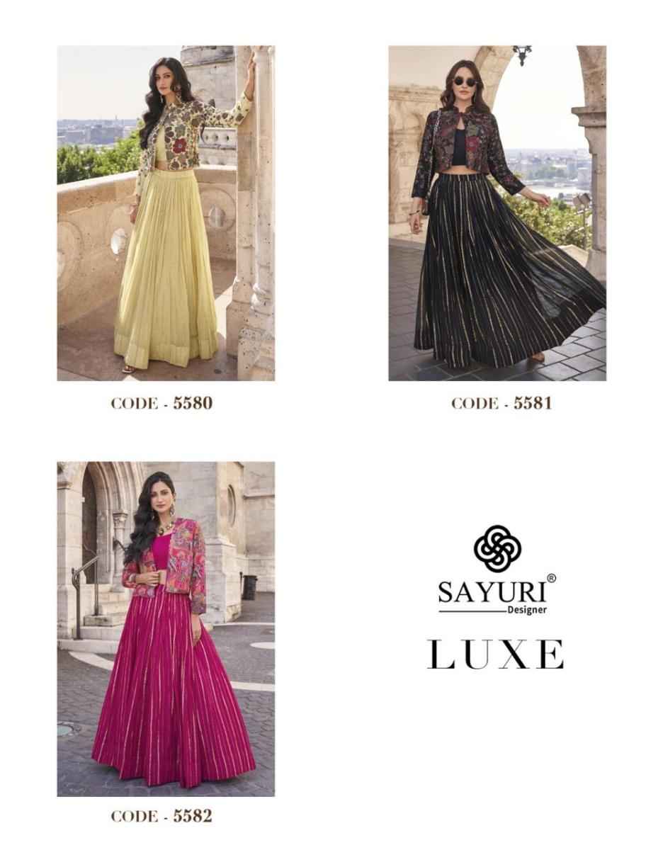 Sayuri Designer Luxe Readymade Viscose Chinon Silk 3 pcs Catalogue