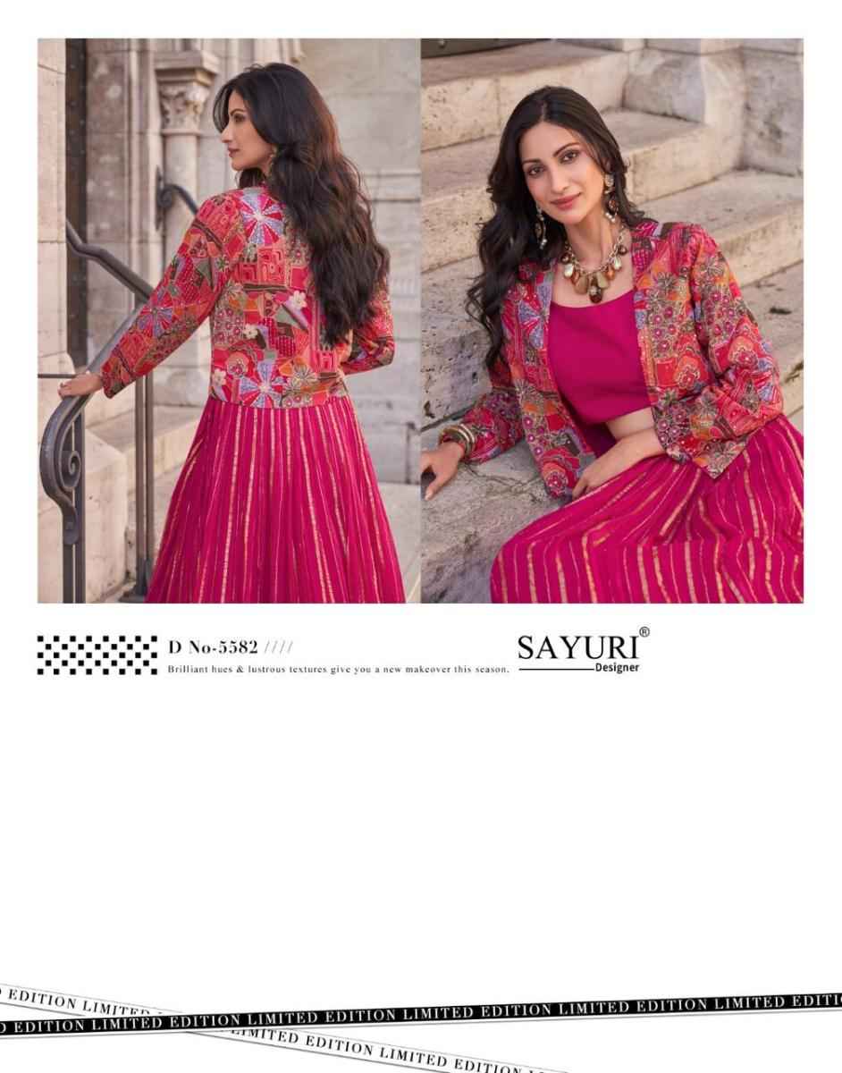 Sayuri Designer Luxe Readymade Viscose Chinon Silk 3 pcs Catalogue