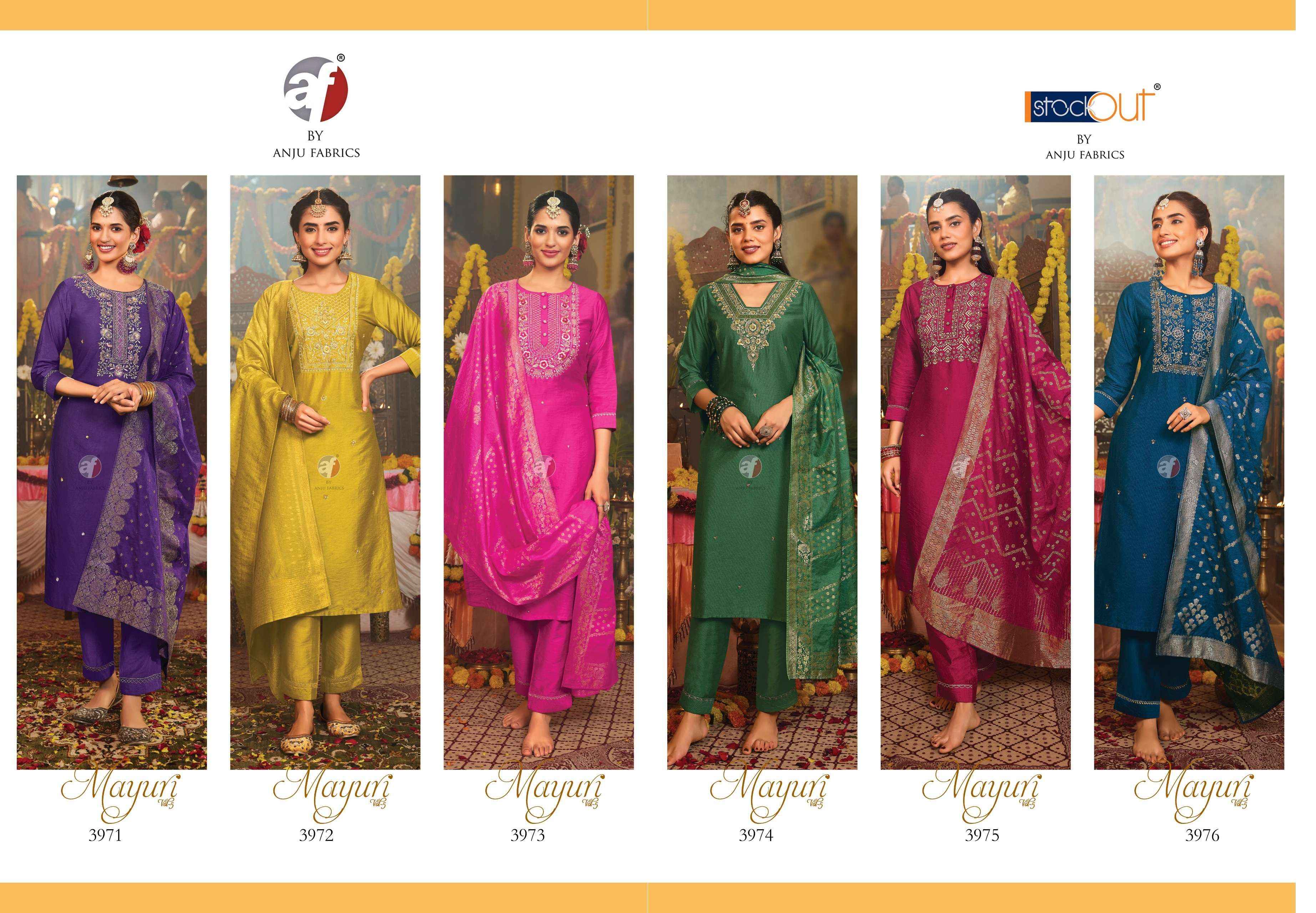 Anju Fabrics Mayuri Vol 5 Viscose Nylon Kurti Combo 6 pcs Catalogue