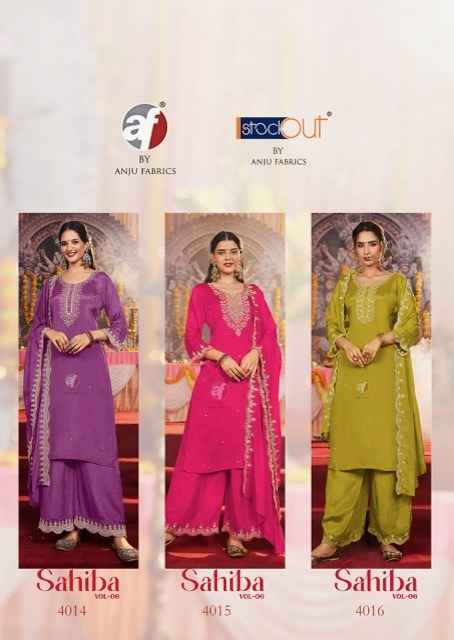 Anju Fabrics Sahiba Vol 6 Chinon Kurti Combo 6 pcs Catalogue