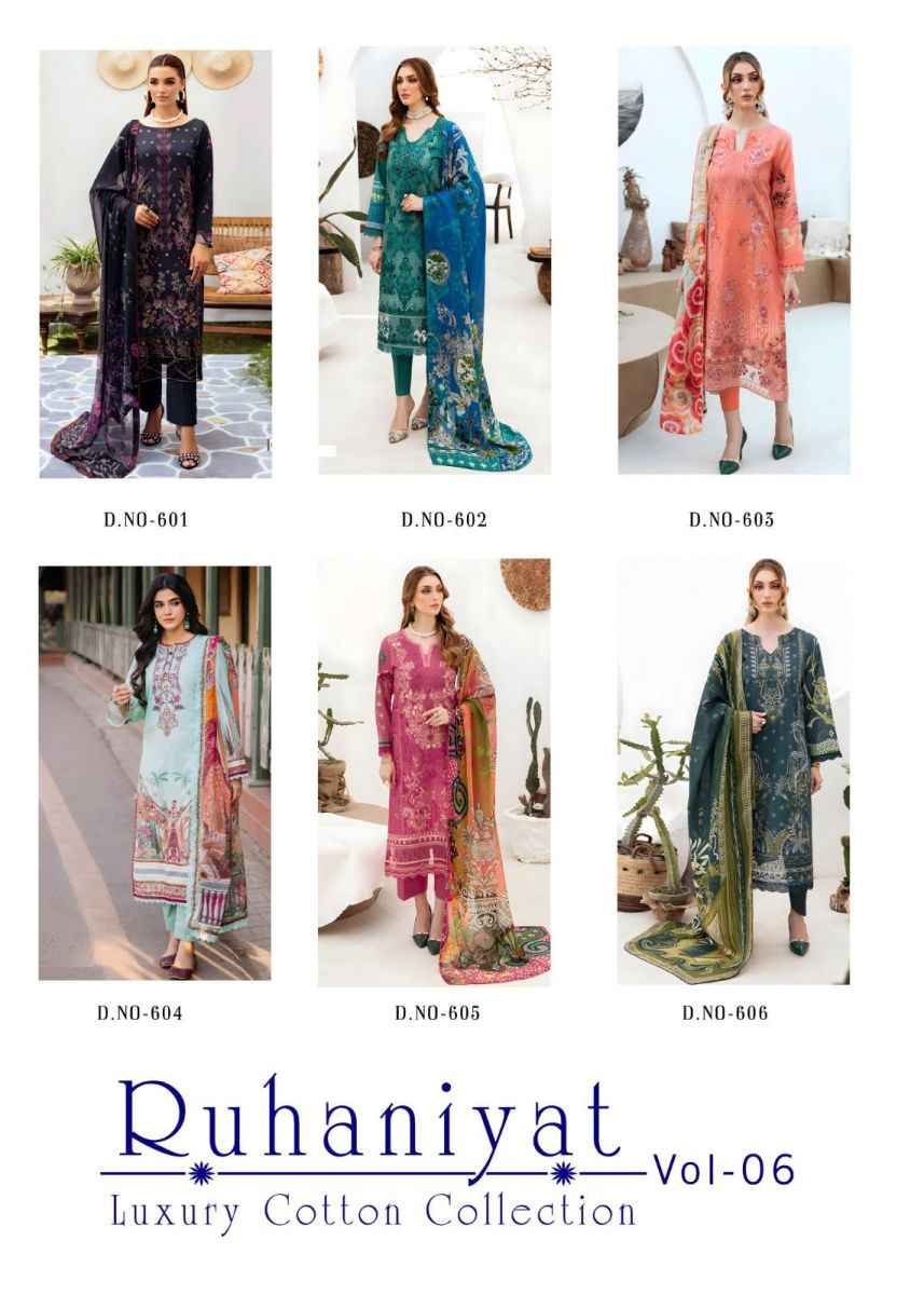 Asifa Nabeel Ruhaniyat Vol 6 Cotton Dress Material 6 pcs Catalogue