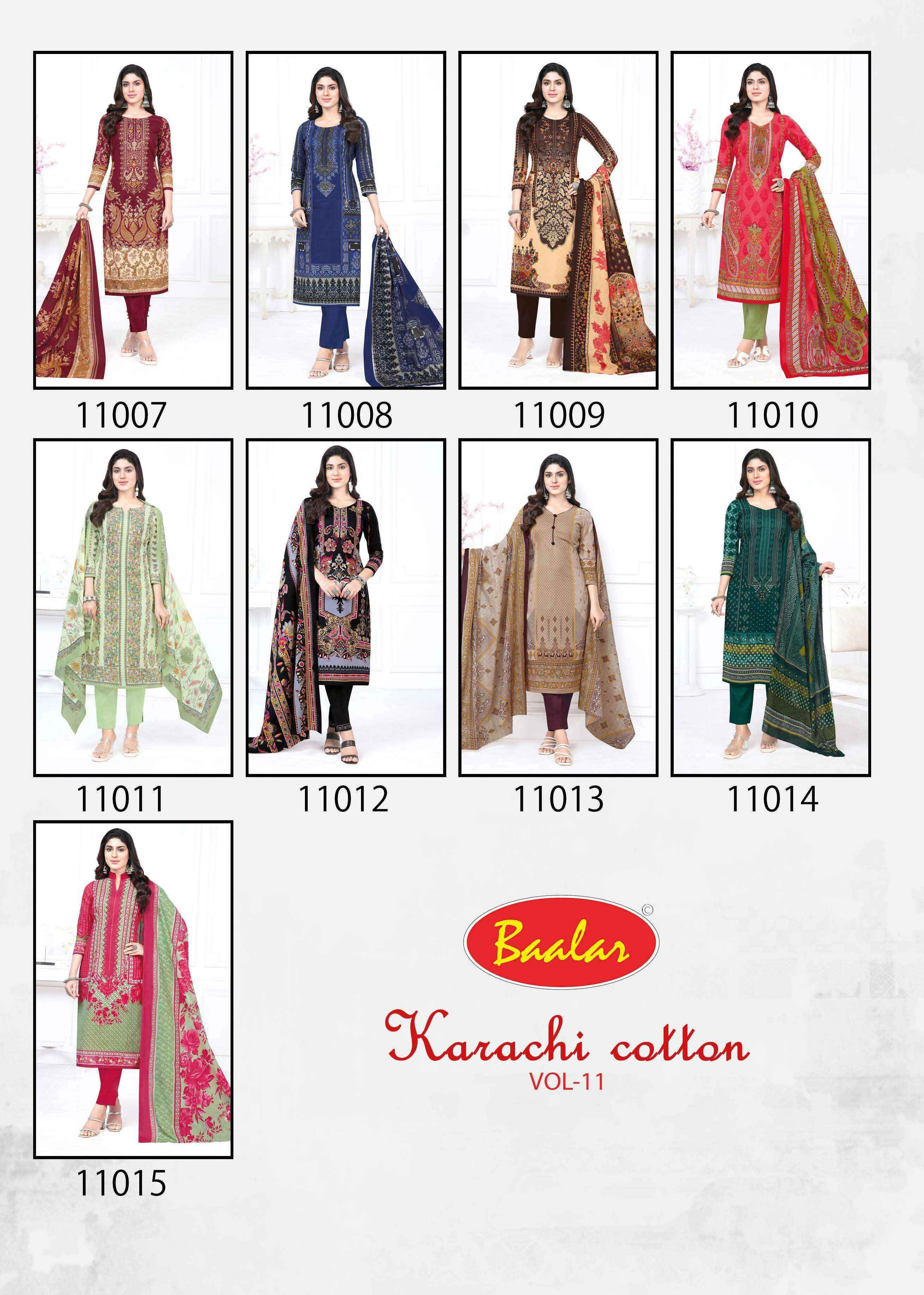 Baalar Karachi Cotton Vol 11 Lawn Cotton Dress Material 10 pcs Catalogue