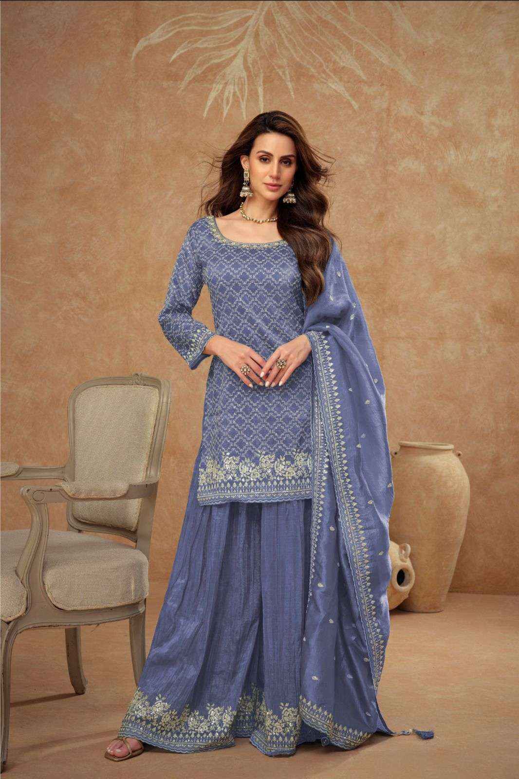 Gulkayra Designer Daisy Readymade Silk Dress 3 pcs Catalogue