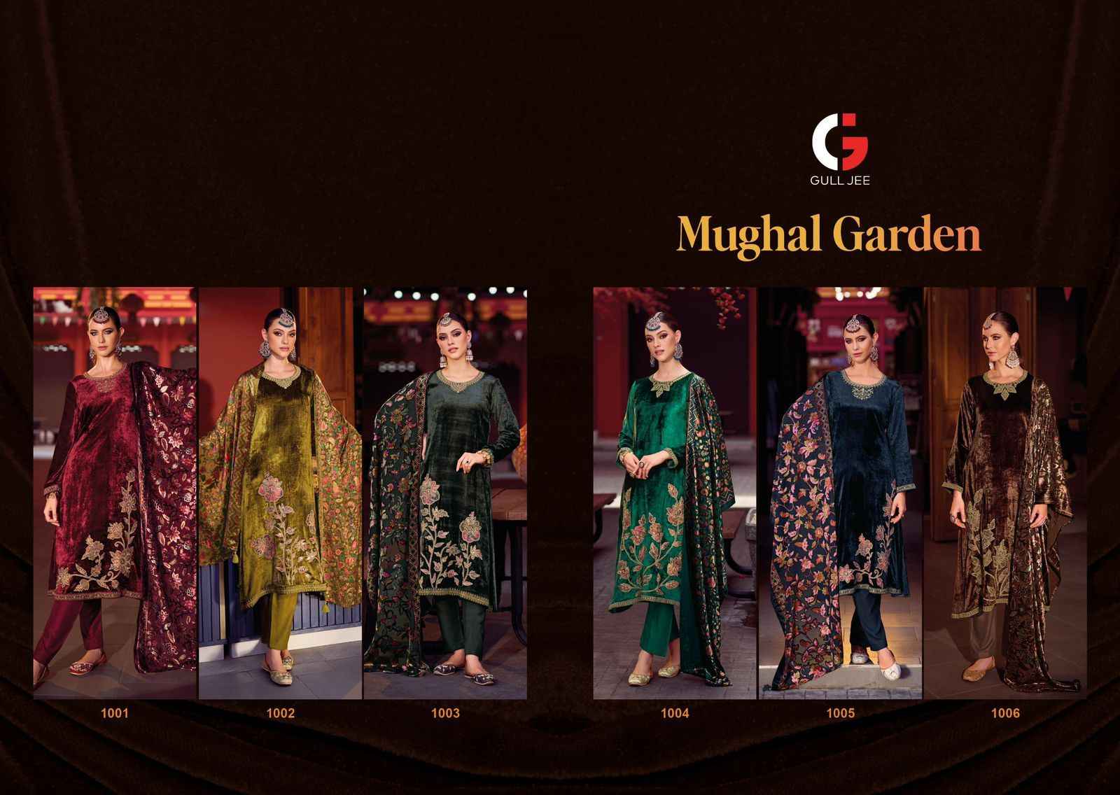 Gull Jee Mughal Garden Velvet Dress Material 6 pcs Catalogue