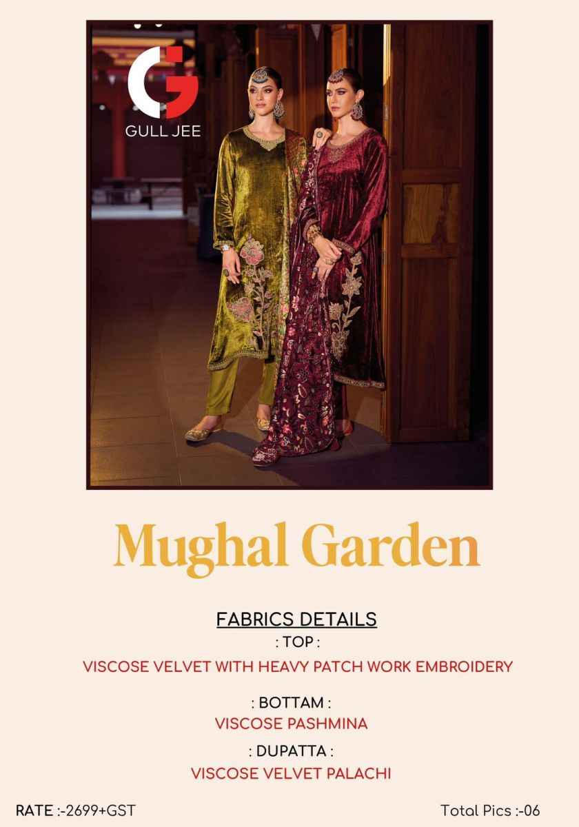 Gull Jee Mughal Garden Velvet Dress Material 6 pcs Catalogue