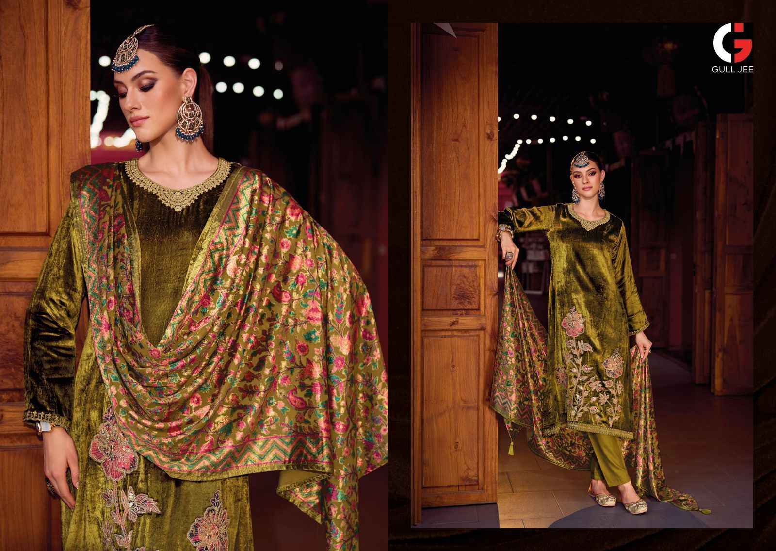 Gull Jee Mughal Garden Velvet Dress Material 6 pcs Catalogue