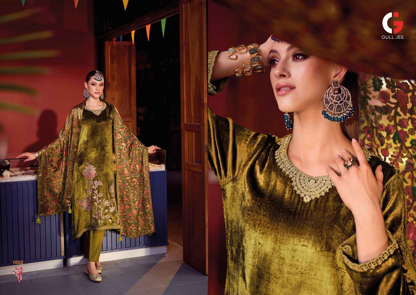 Gull Jee Mughal Garden Velvet Dress Material 6 pcs Catalogue