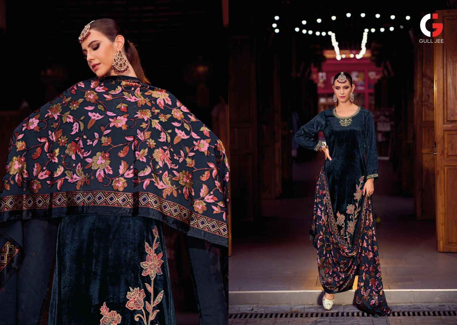Gull Jee Mughal Garden Velvet Dress Material 6 pcs Catalogue