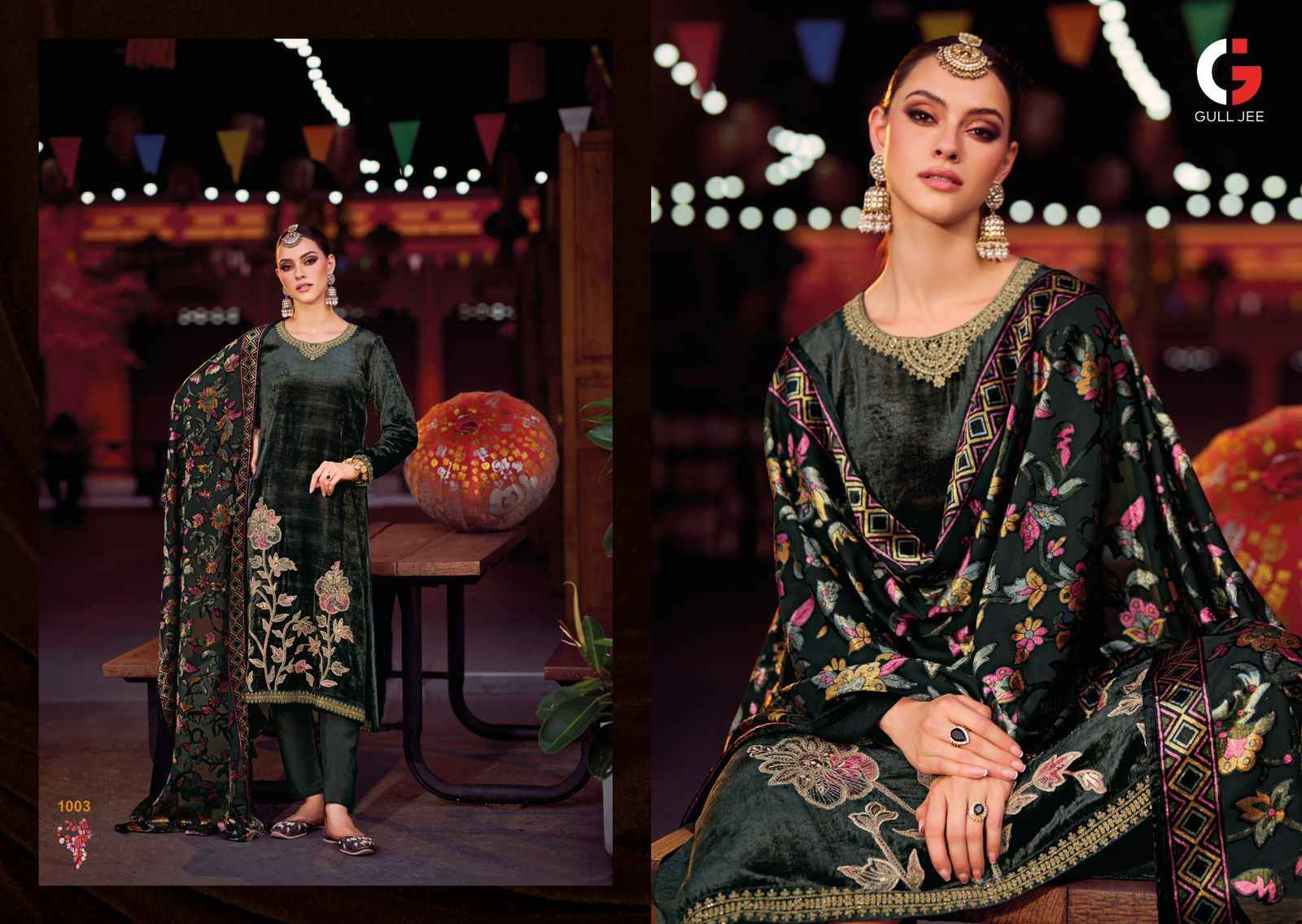 Gull Jee Mughal Garden Velvet Dress Material 6 pcs Catalogue