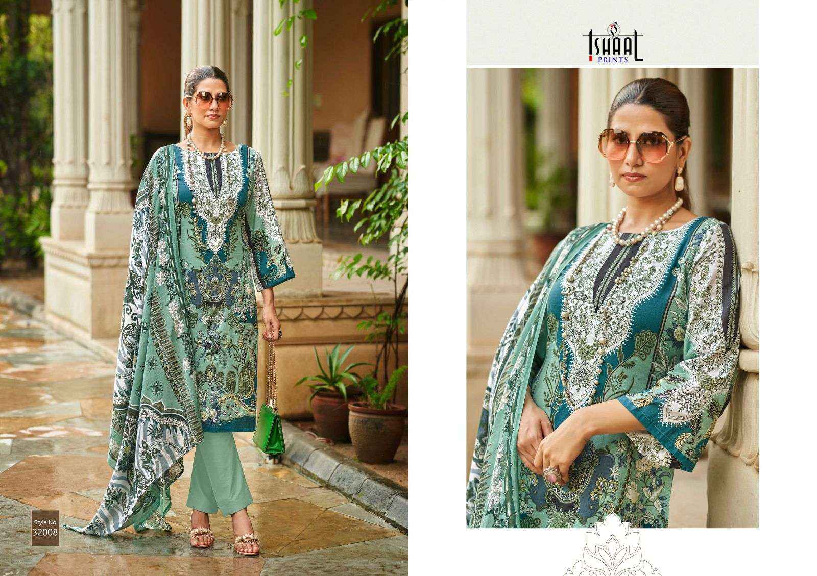 Ishaal Prints Gulmohar Combo 24 Lawn Cotton Dress Material 10 pcs Catalogue