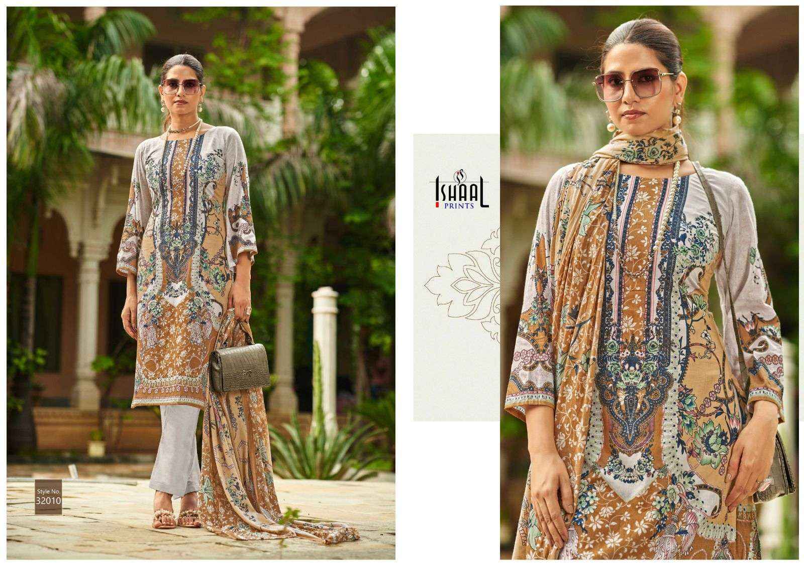 Ishaal Prints Gulmohar Combo 24 Lawn Cotton Dress Material 10 pcs Catalogue