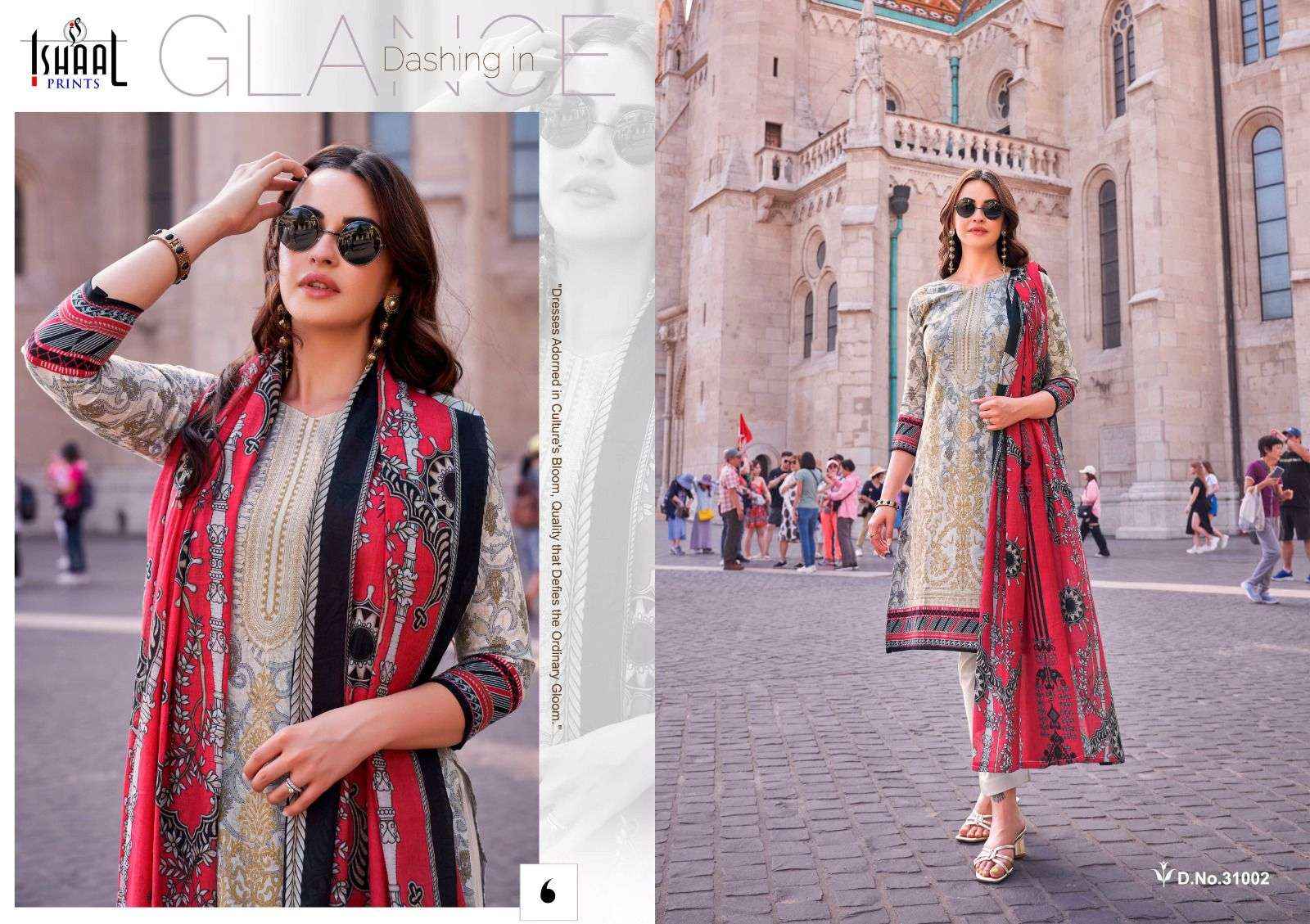 Ishaal Prints Gulmohar Combo 24 Lawn Cotton Dress Material 10 pcs Catalogue