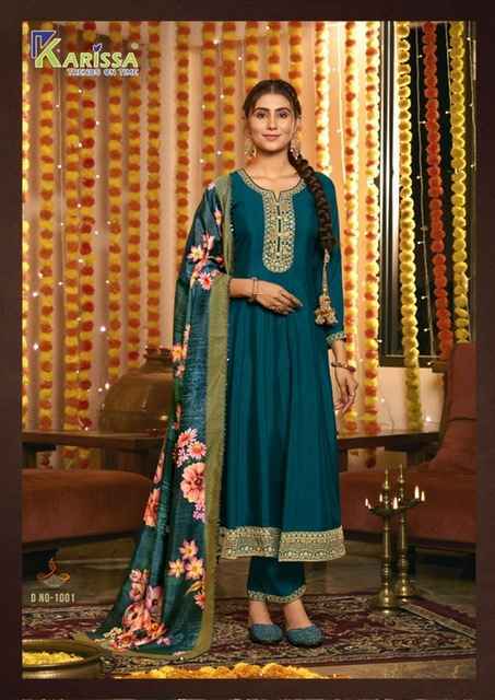 Karissa Gehna Readymade Vichitra Silk Dress 4 pcs Catalogue