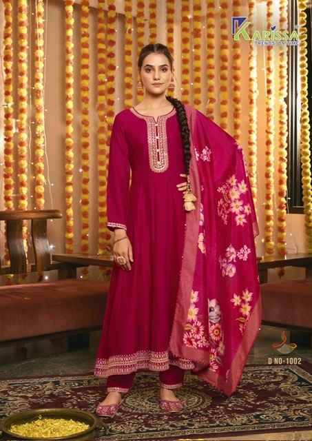 Karissa Gehna Readymade Vichitra Silk Dress 4 pcs Catalogue