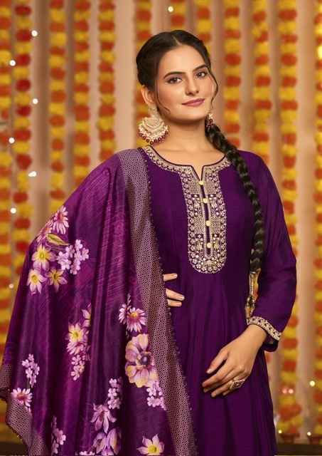 Karissa Gehna Readymade Vichitra Silk Dress 4 pcs Catalogue