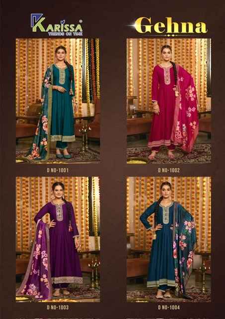 Karissa Gehna Readymade Vichitra Silk Dress 4 pcs Catalogue
