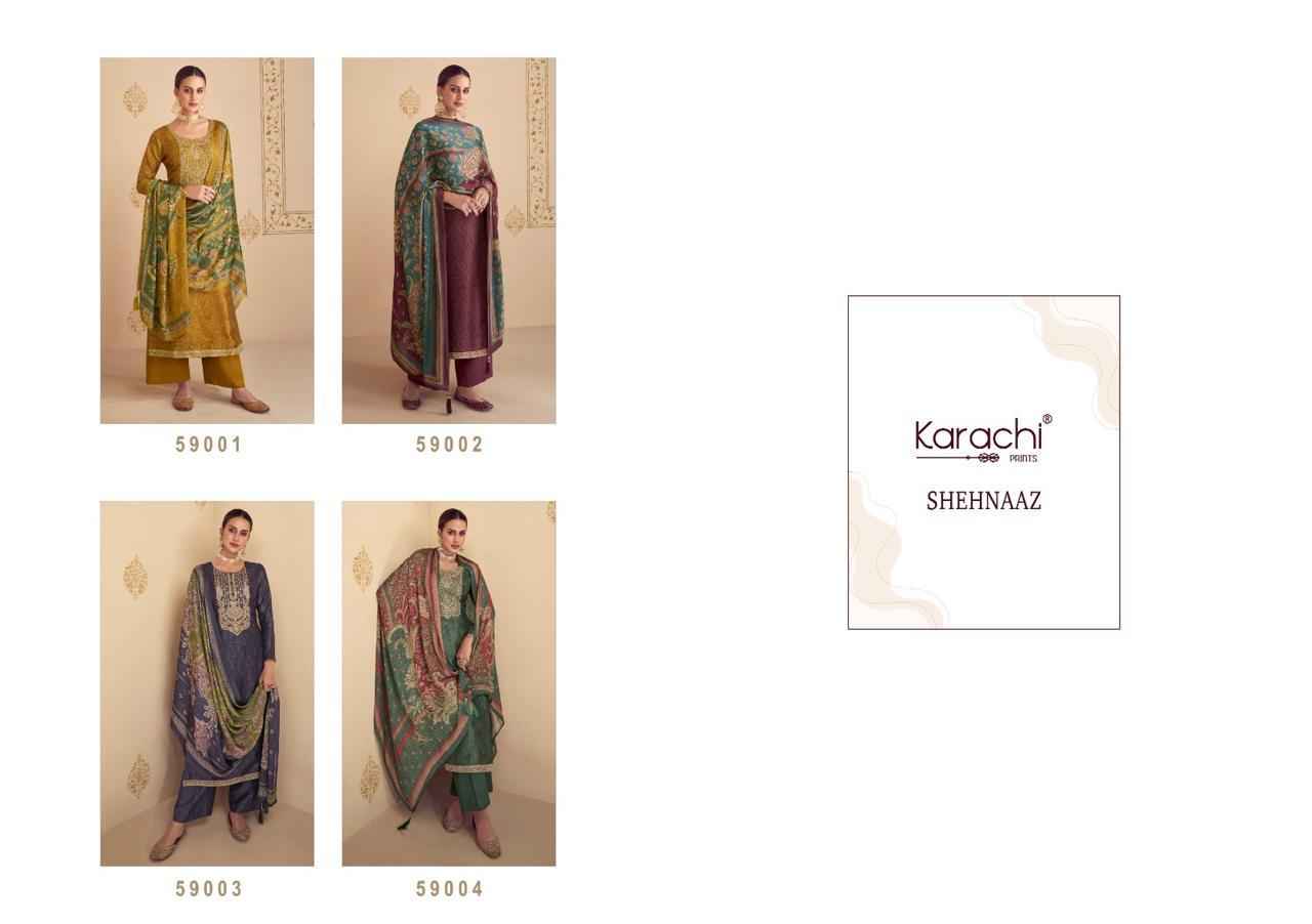 Kesar Karachi Shehnaaz Silk Dress Material 4 pcs Catalogue