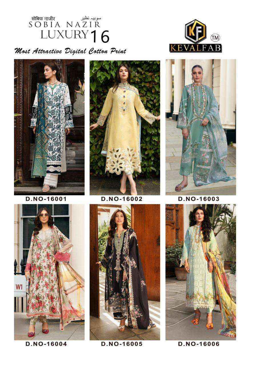 Keval Fab Sobia Nazir Vol 16 Cotton Dress Material 6 pcs Cataloge