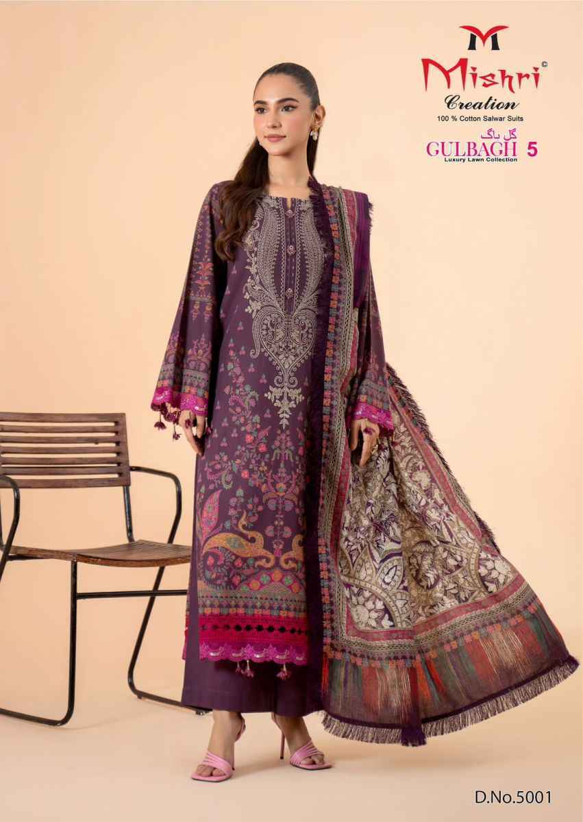 Mishri Creation Gulbagh 5 Lawn Cotton Dress Material 6 pcs Catalogue