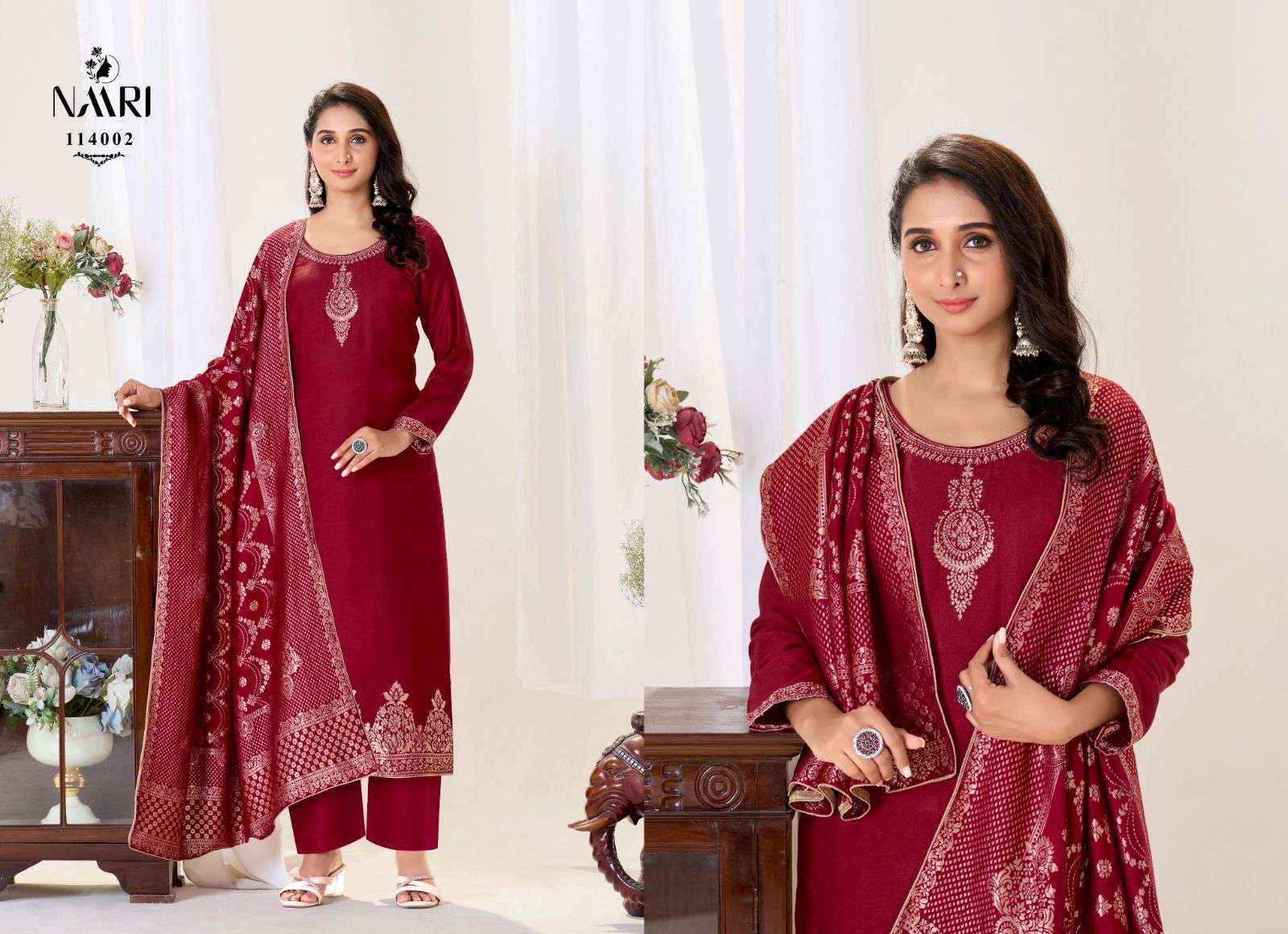 Naari Glori Pashmina Jacquard Dress Material 4 pcs Catalogue
