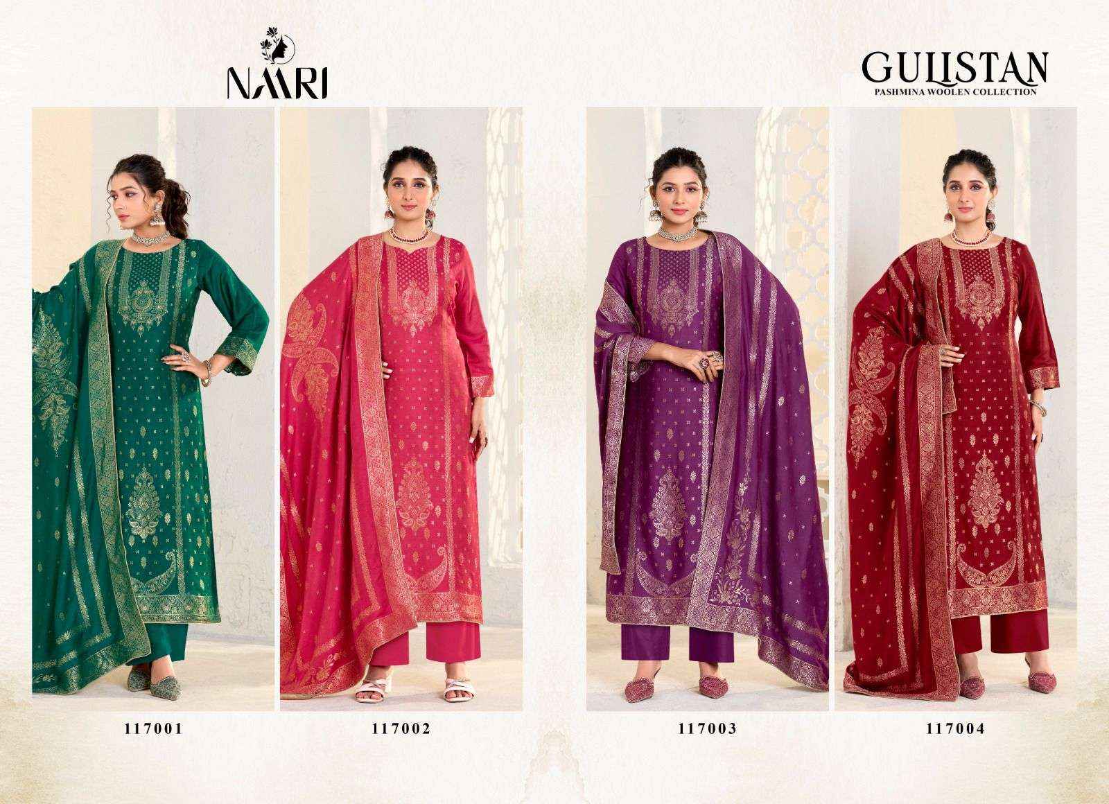 Naari Gulistan Pashmina Jacquard Dress Material 4 pcs Catalogue