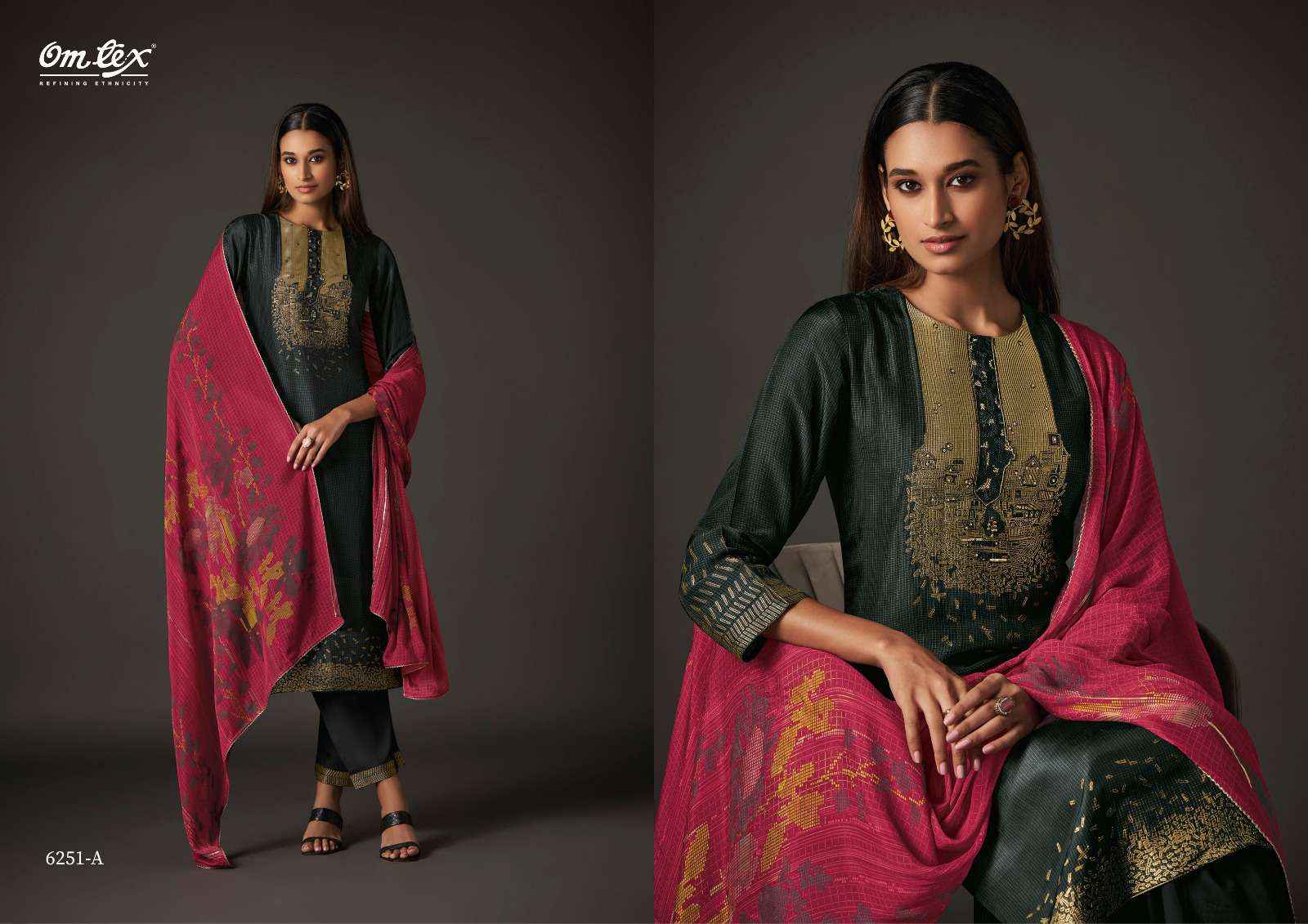 Omtex Caprina Vol 2 Silk Jacquard Dress Material 4 pcs Catalogue