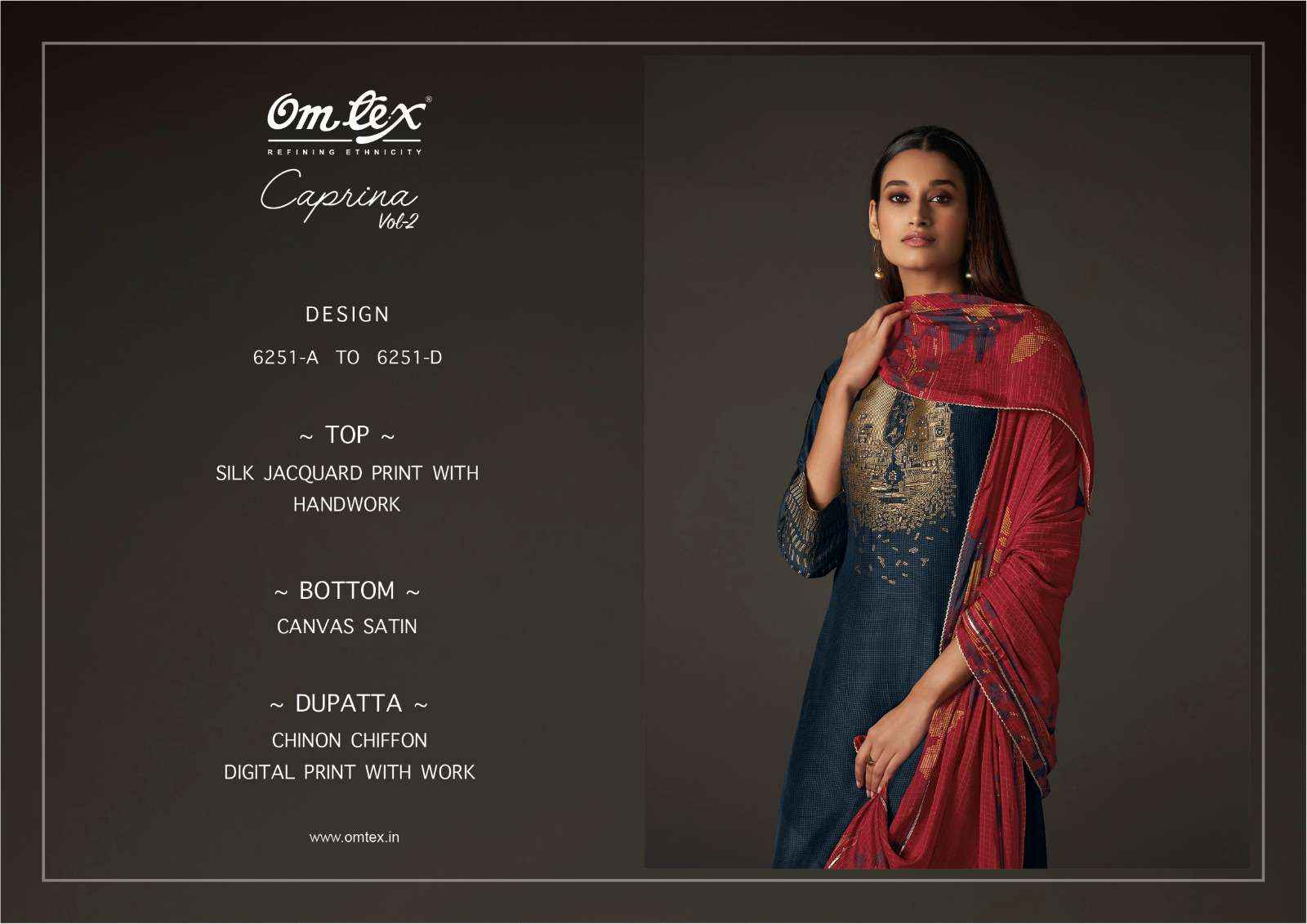 Omtex Caprina Vol 2 Silk Jacquard Dress Material 4 pcs Catalogue