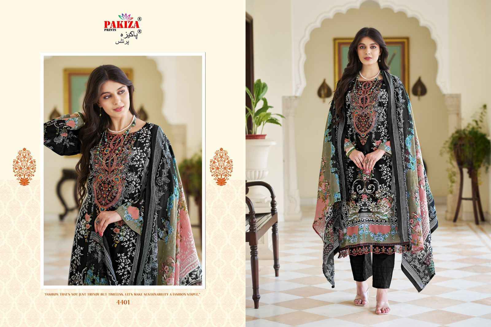 Pakiza Print Iram Vol 44 Cambric Cotton Dress Material 10 pcs Catalogue