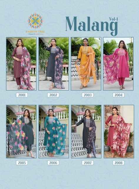 Passion Tree Malang Vol 1 Shimmer Silk Kurti Combo 8 pcs Catalogue
