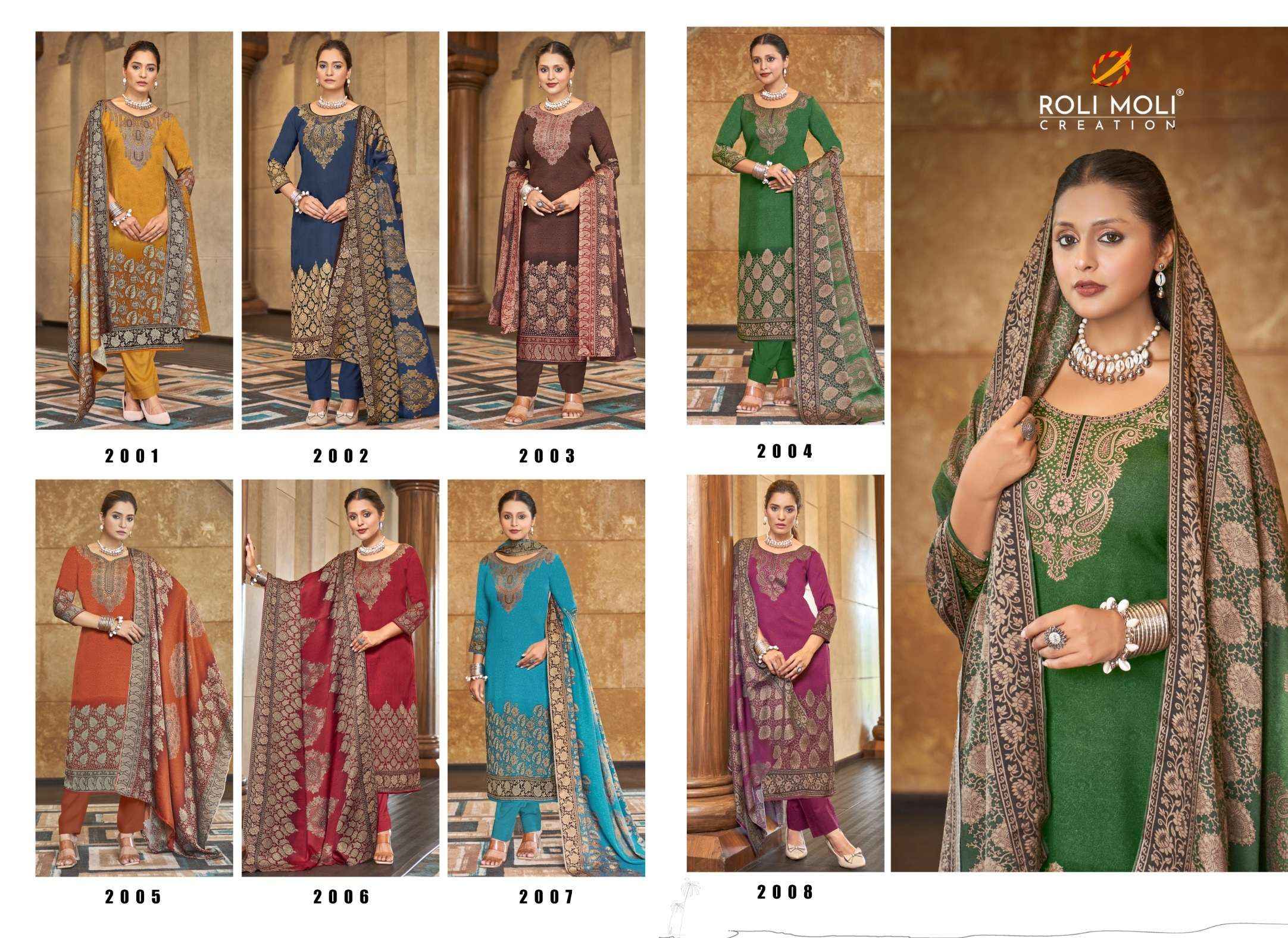 Roli Moli Faiza Pashmina Dress Material 8 pcs Catalogue