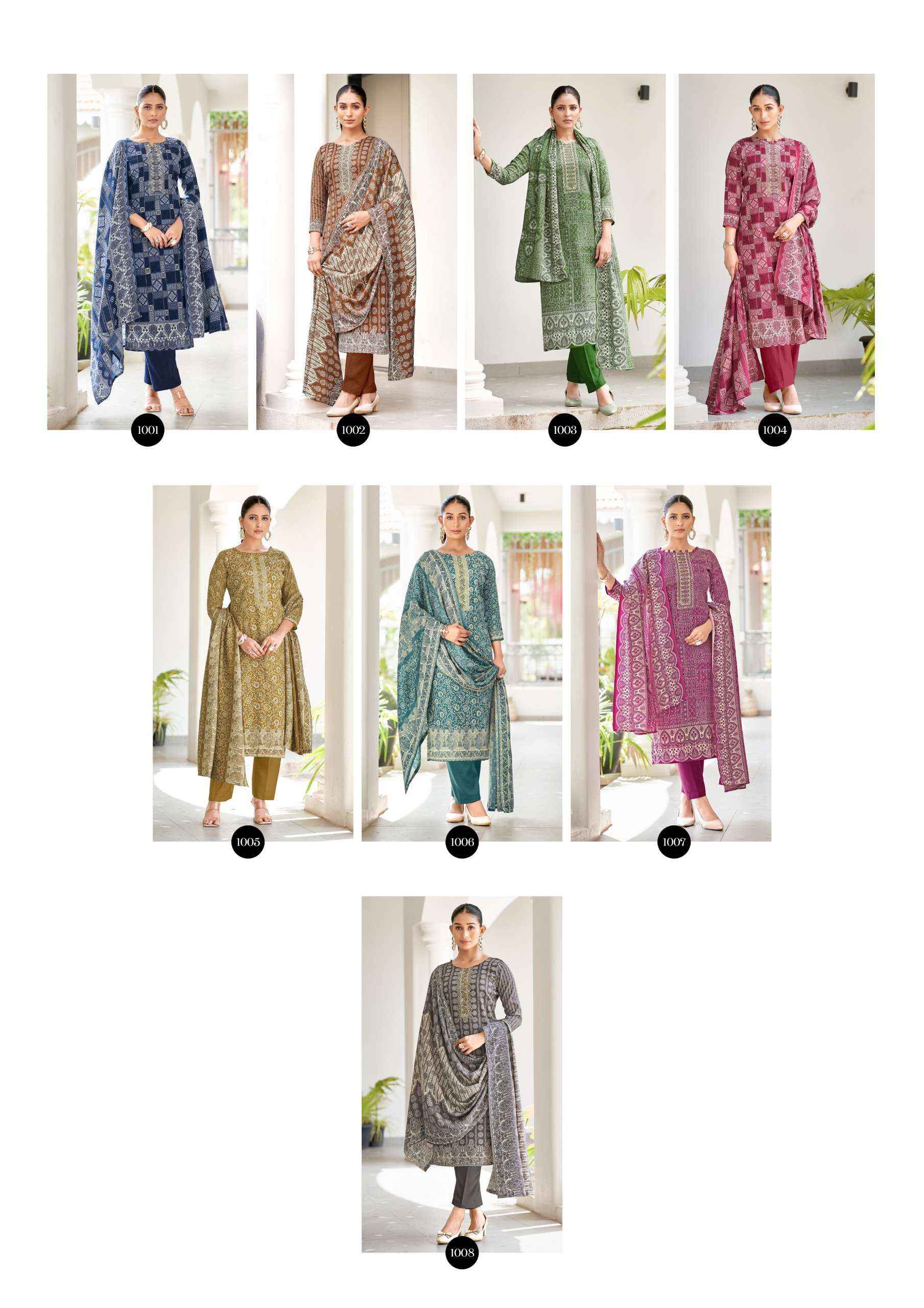 Roli Moli Rangat Pashmina Dress Material 8 pcs Catalogue