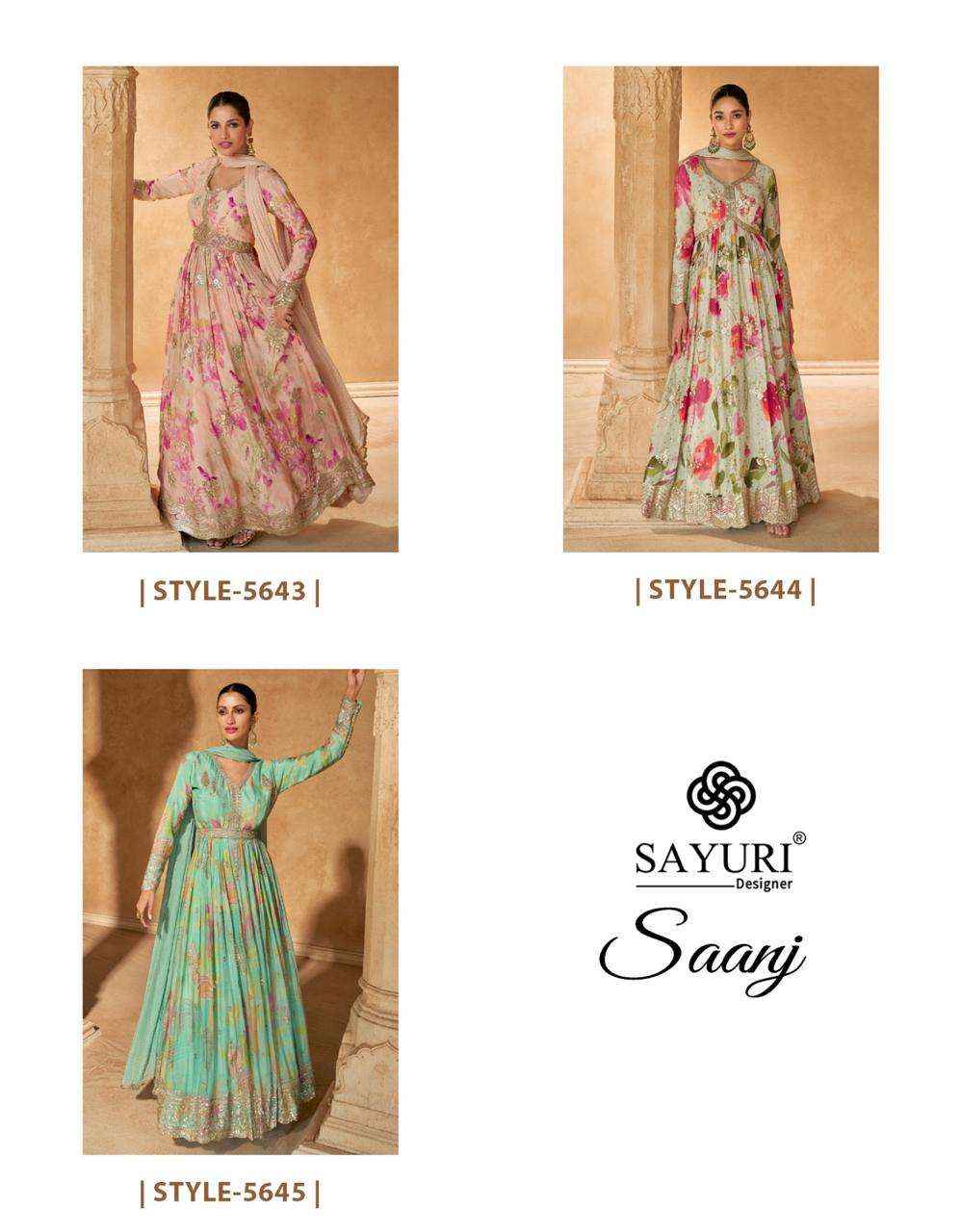 Sayuri Designer Saanj Chinon Silk Gown With Dupatta 3 pcs Catalogue