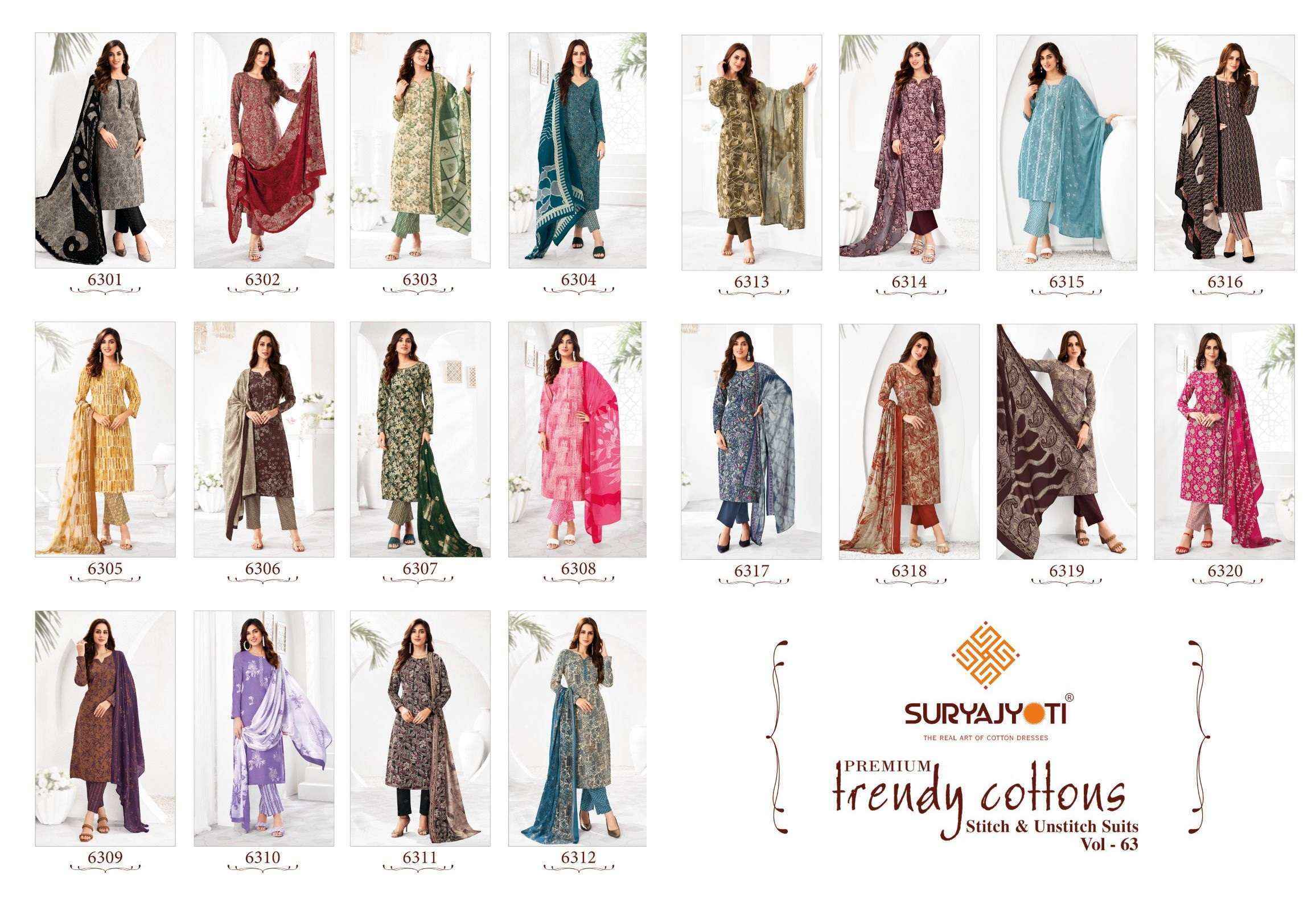 Suryajyoti Trendy Cotton Vol 63 Cotton Dress Material 20 pcs Catalogue