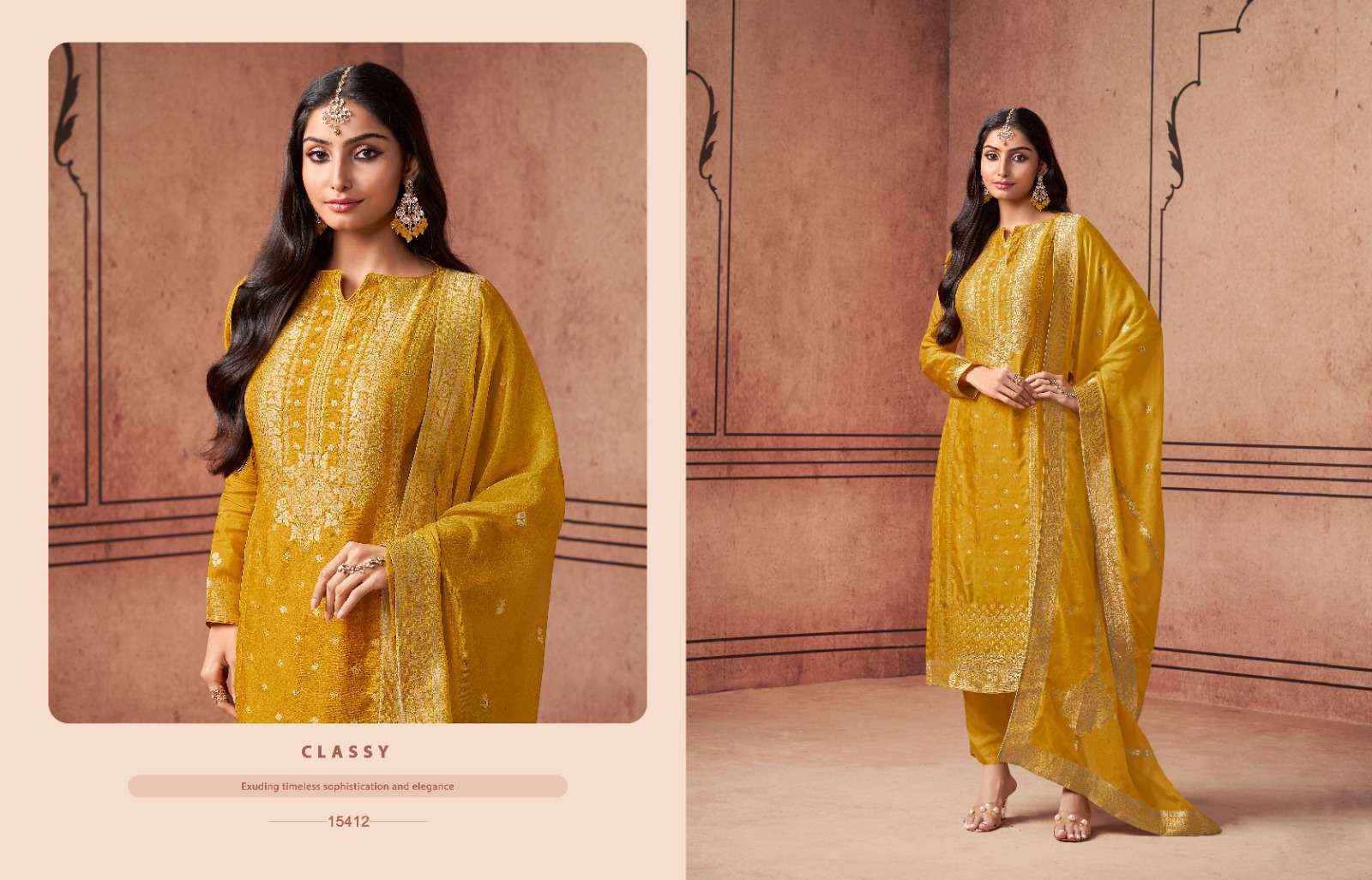Zisa Aurum Silk Jacquard Dress Material 5 pcs Catalogue