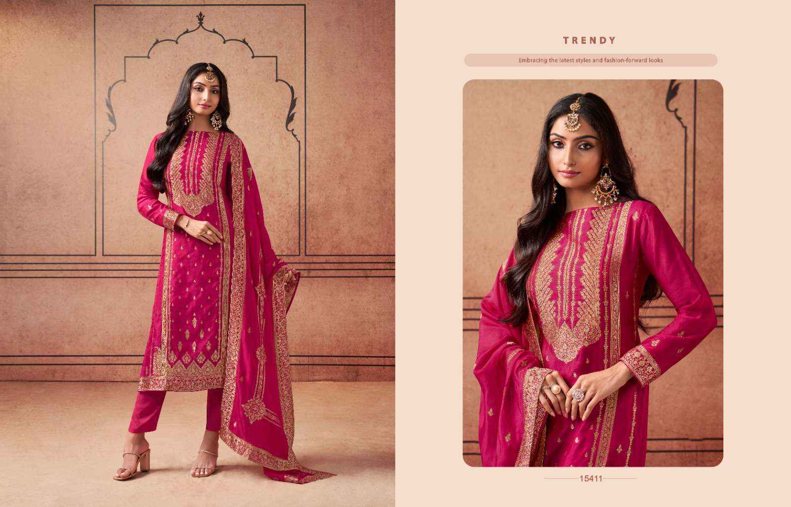 Zisa Aurum Silk Jacquard Dress Material 5 pcs Catalogue