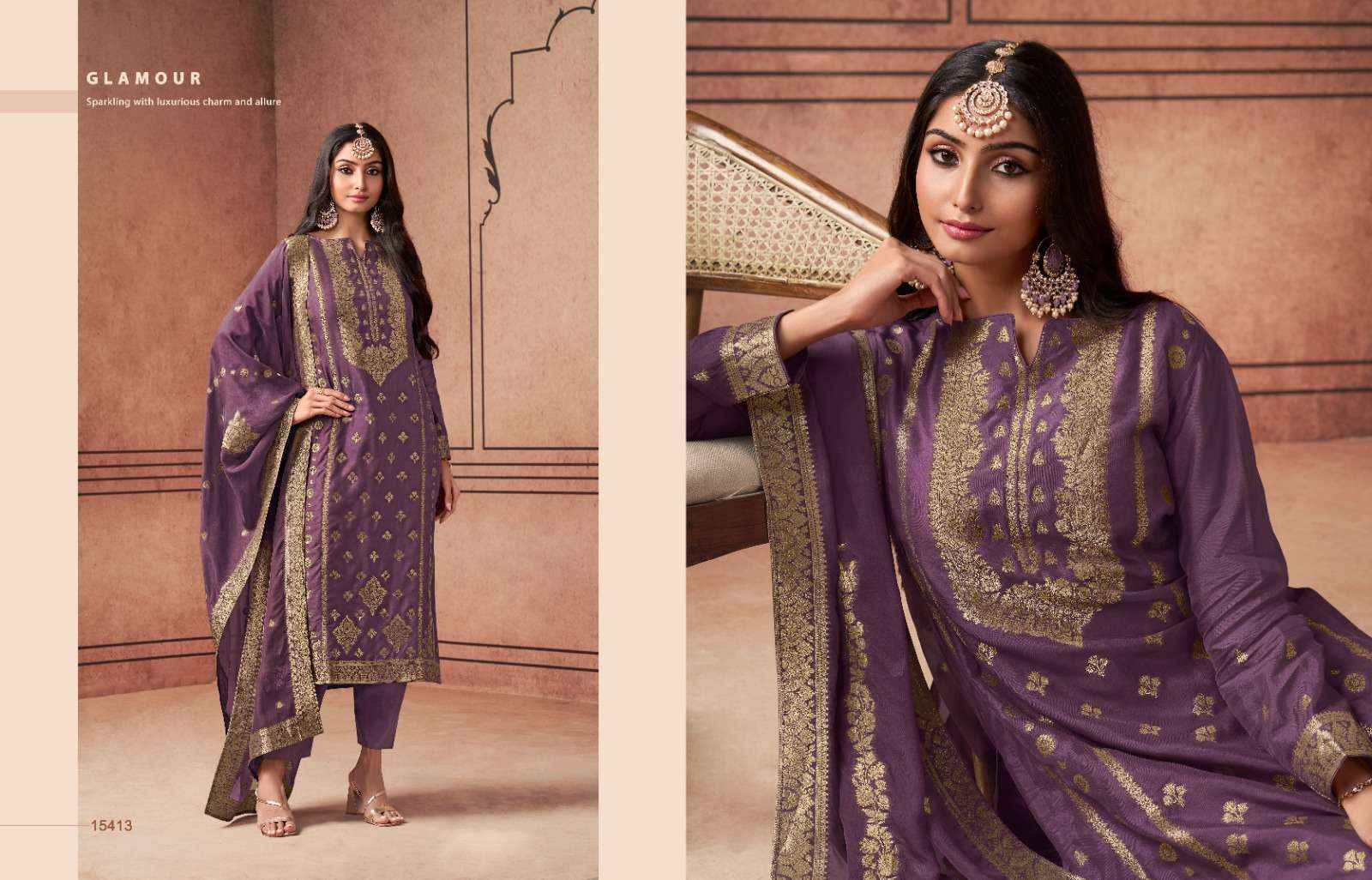 Zisa Aurum Silk Jacquard Dress Material 5 pcs Catalogue