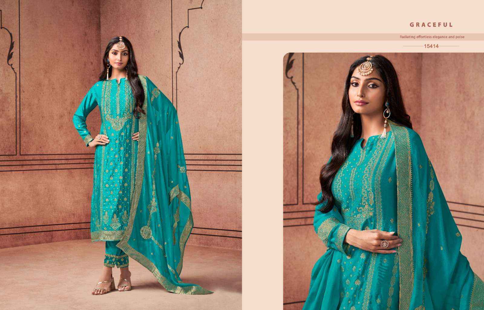 Zisa Aurum Silk Jacquard Dress Material 5 pcs Catalogue