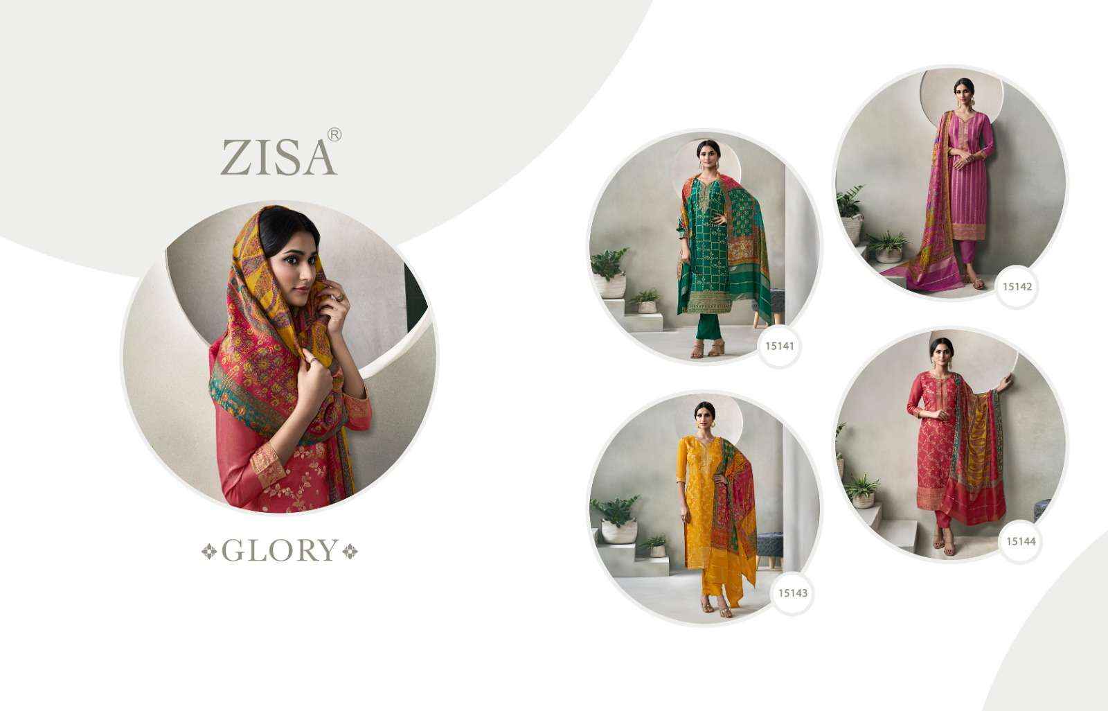 Zisa Glory Jacquard Dress Material 4 pcs Catalogue