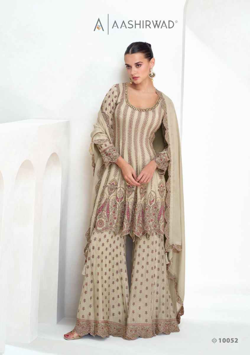 Aashirwad Creation Aarika Readymade Chinon Silk Dress 3 pcs Catalogue