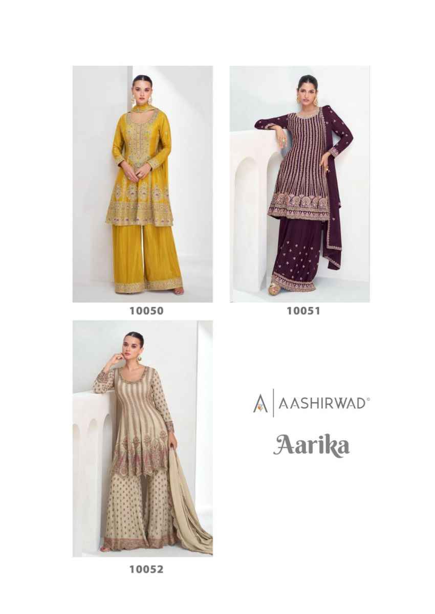 Aashirwad Creation Aarika Readymade Chinon Silk Dress 3 pcs Catalogue