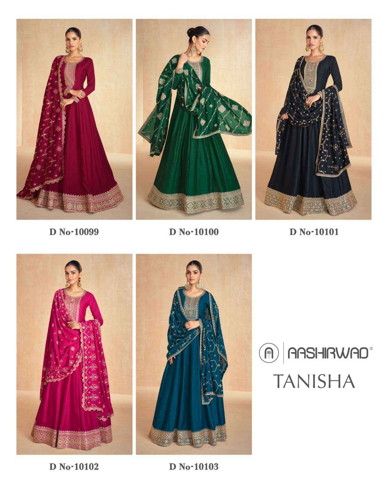 Aashirwad Creation Tanisha Readymade Silk Dress 5 pcs Catalogue
