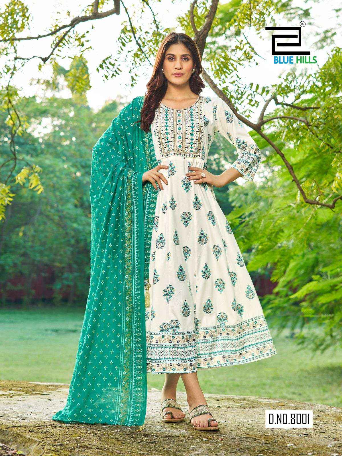 Blue Hills White House Vol 4 Rayon Gown With Dupatta 2 pcs Catalogue