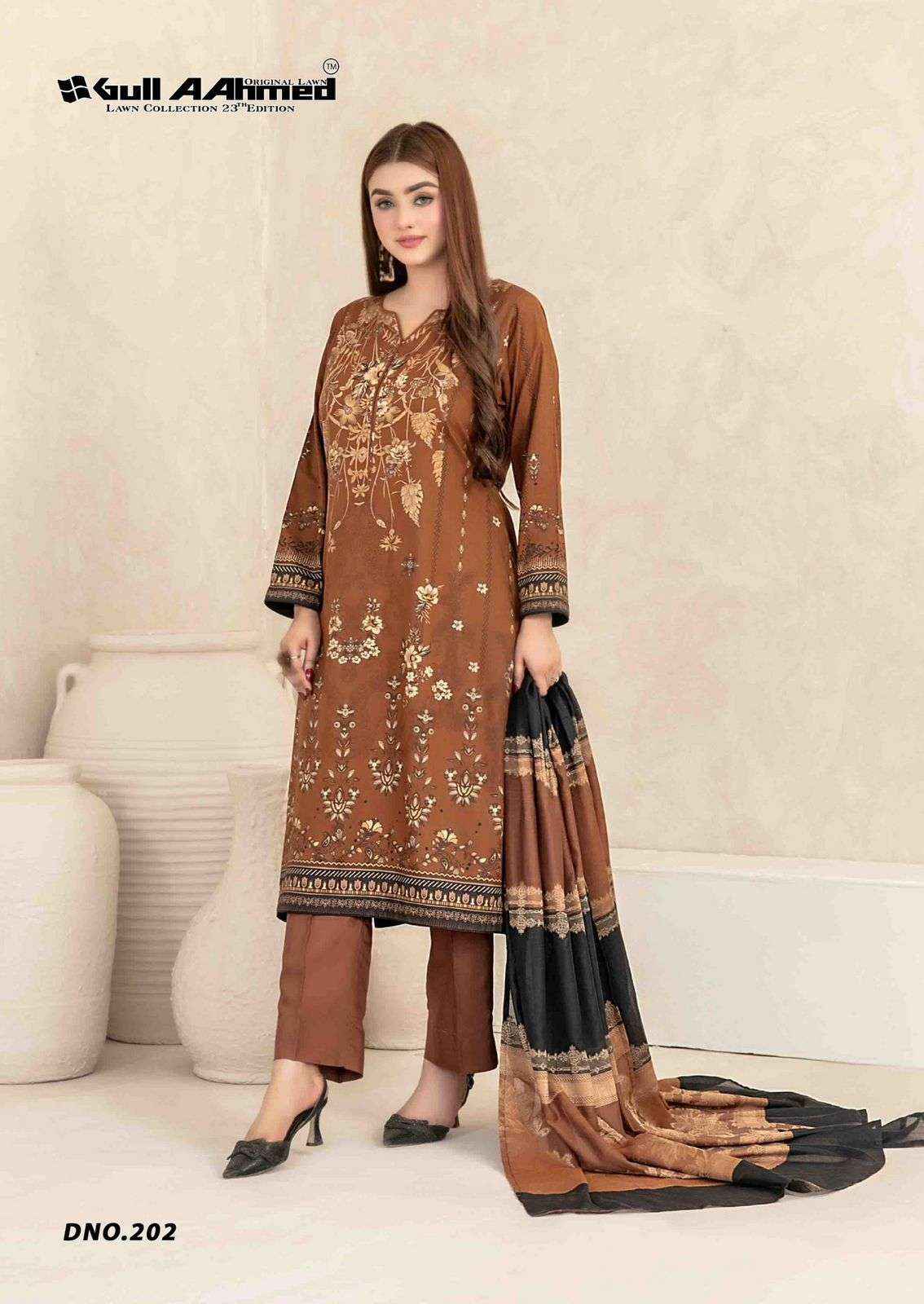 Gull Ahmed Lawn Collection Vol 23 Lawn Cotton Dress Material 6 Pc Catalouge