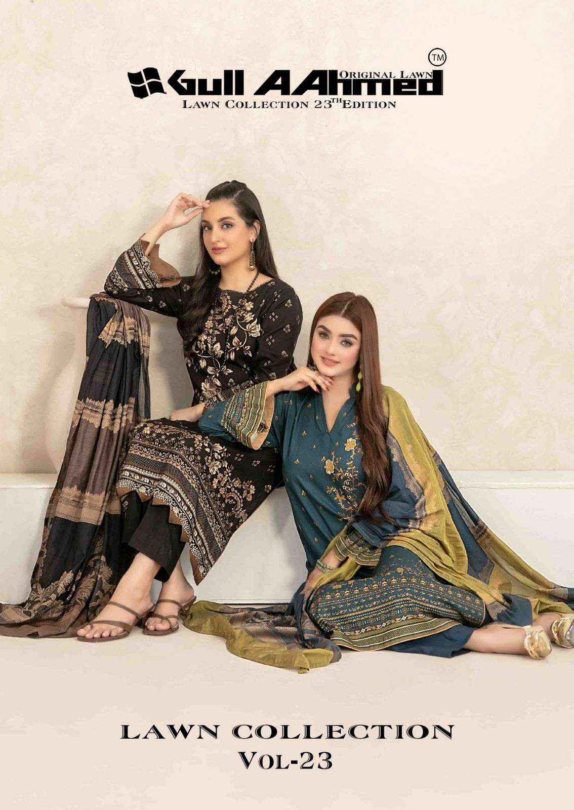 Gull Ahmed Lawn Collection Vol 23 Lawn Cotton Dress Material 6 Pc Catalouge