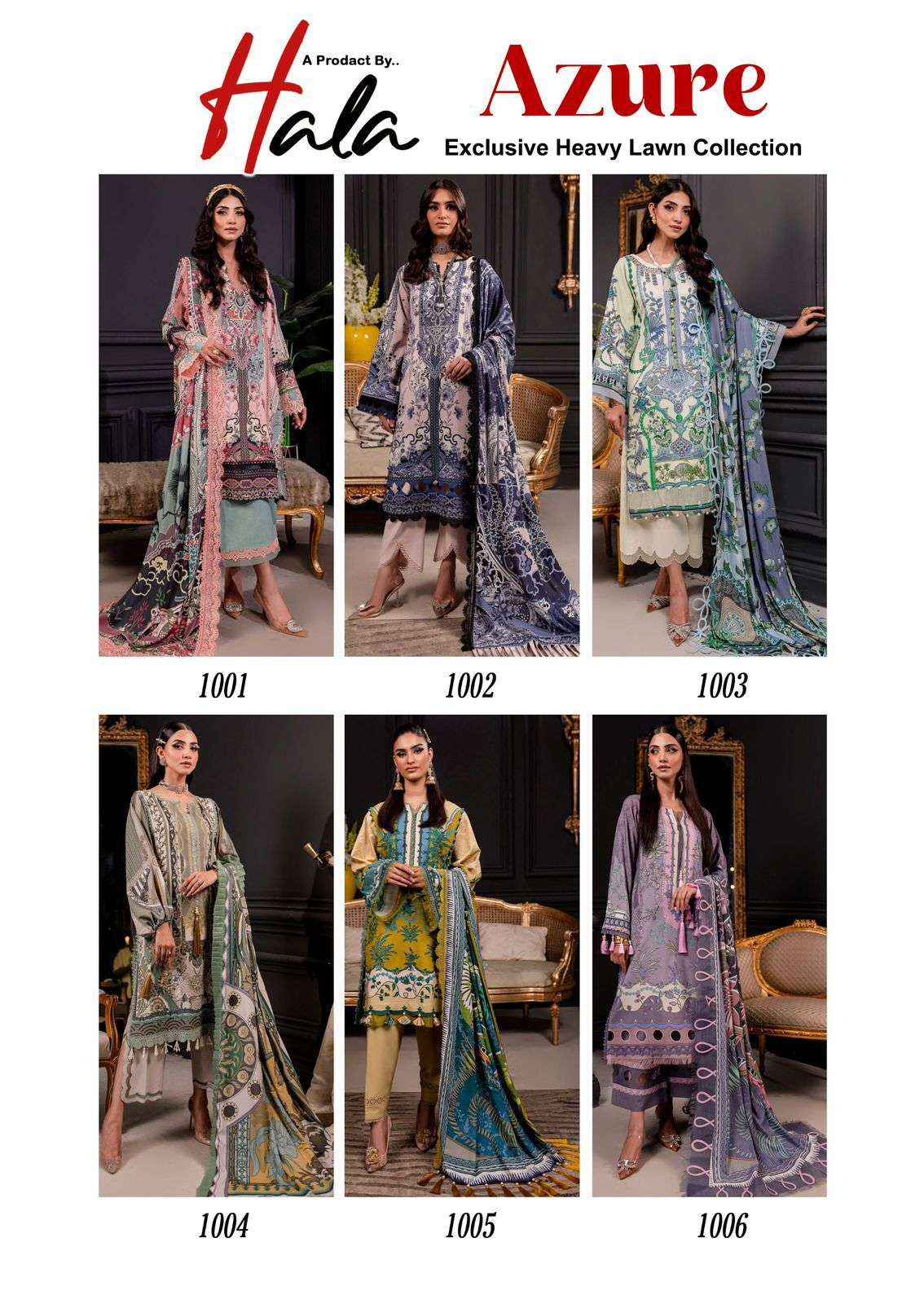 Hala Azure Vol 1 Lawn Cotton Dress Material 6 pcs Catalogue