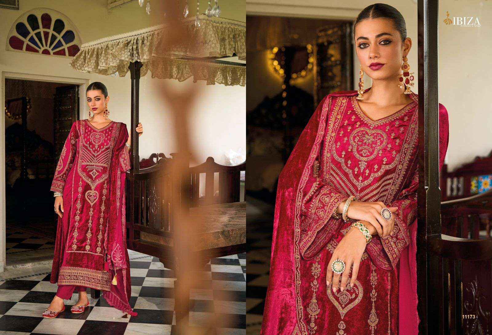 Ibiza Dupika Viscouse Velvet Dress Material 4 pcs Catalogue