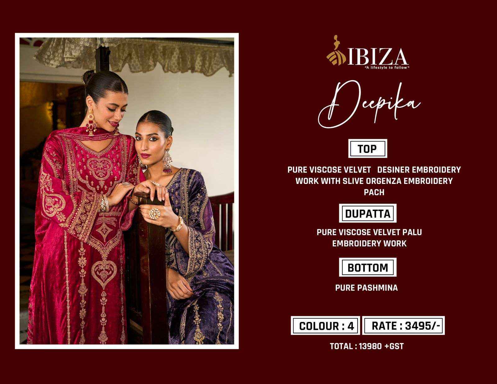Ibiza Dupika Viscouse Velvet Dress Material 4 pcs Catalogue