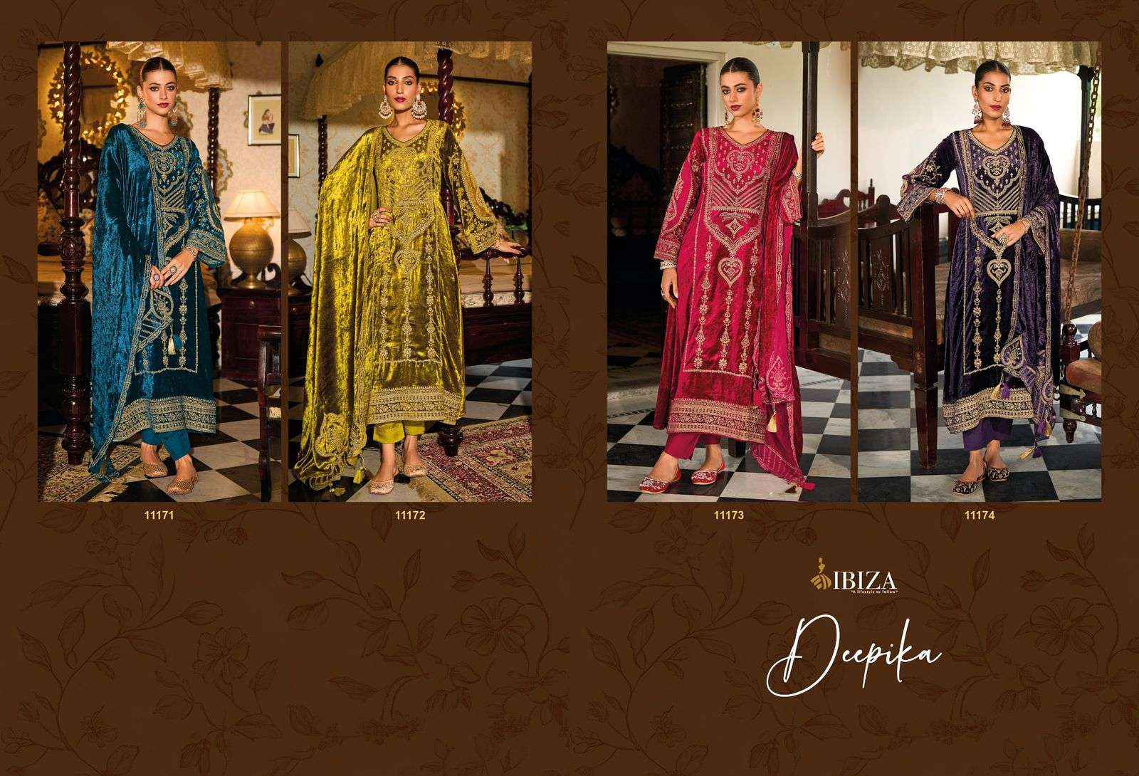 Ibiza Dupika Viscouse Velvet Dress Material 4 pcs Catalogue