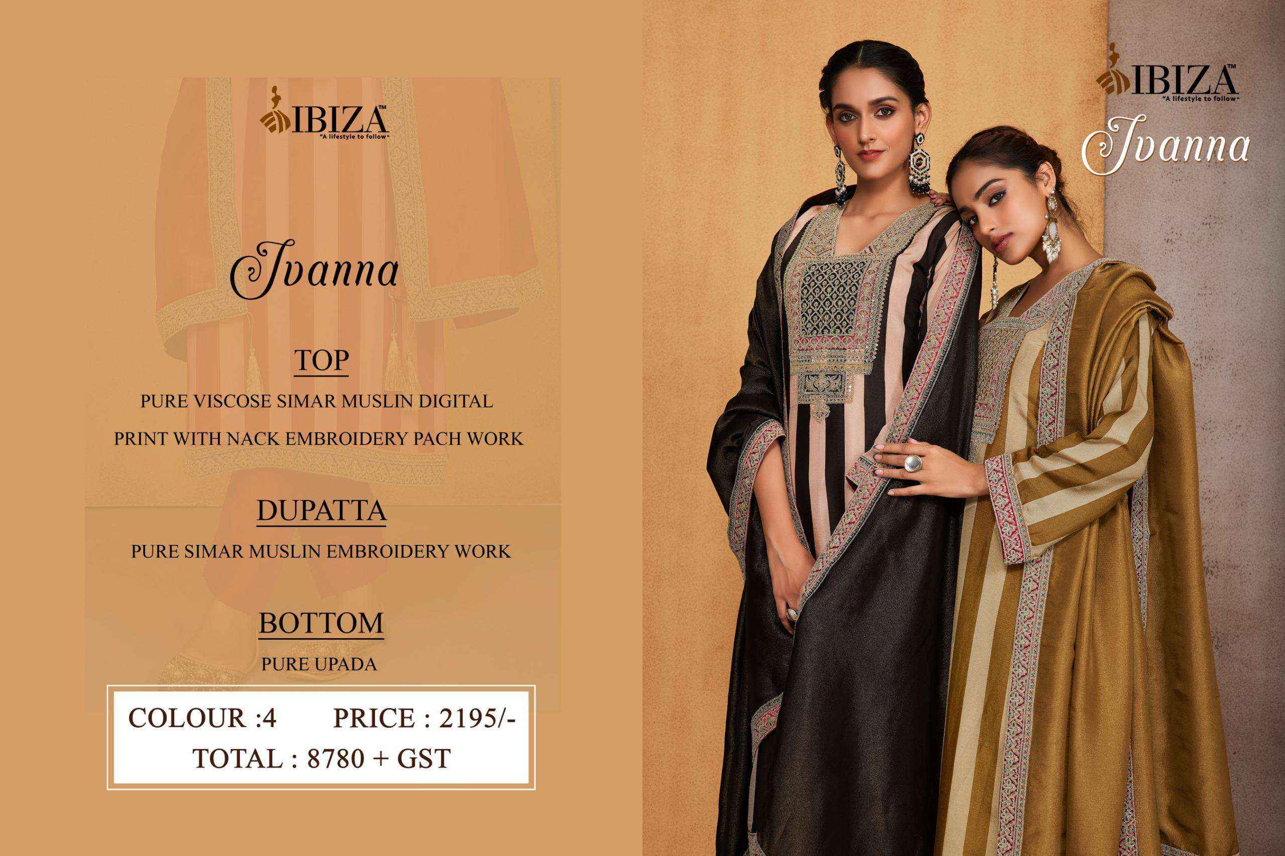 Ibiza Ivanna Viscouse Dress Material 4 pcs Catalogue